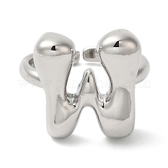 Bague manchette ouverte en laiton pour femme avec initiales&nbsp;RJEW-N046-02W-P