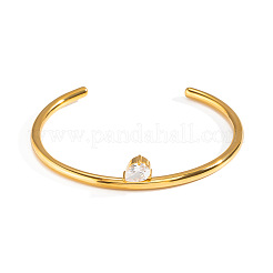 Bracelet jonc ouvert en acier inoxydable 304 serti de zirconiums cubiques transparents en forme de larme&nbsp;LG0836