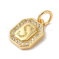 Vrais pendentifs en laiton plaqué 18k or véritable micro pavé zircone cubique clair&nbsp;KK-L216-002G-S
