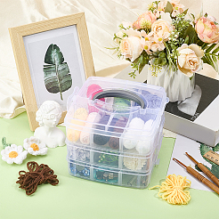 1 lot de 3 boîtes de rangement à 18 compartiments avec poignées en plastique transparent&nbsp;CON-DJ0001-26