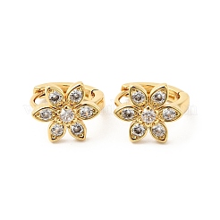 Aretes de aro con flor de circonita cúbica&nbsp;EJEW-G312-18G-02