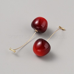 Orecchini pendenti in resina ciliegia rossa 3d&nbsp;EJEW-SZC0002-011