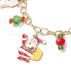 Pulseras con dijes de esmalte y aleación con temática navideña para mujer&nbsp;BJEW-JB11134