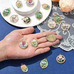 16pcs 8 styles de pendentifs en émail en alliage&nbsp;FIND-CJ0004-56