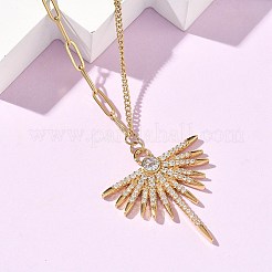 Colliers pendentifs en acier inoxydable 304 micro pavés de zircones cubiques transparentes pour femmes&nbsp;NJEW-Z103-01G-06