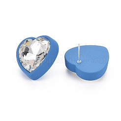 Orecchini a bottone con cuore in strass di cristallo con 925 spilla in argento sterling da donna&nbsp;MACR-S275-038A