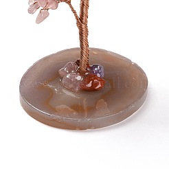 Natürliche Rosenquarz-Chips und Achat-Sockel-Display-Dekorationen&nbsp;DJEW-A001-04C