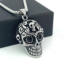 Punk-Retro-Halsketten mit Totenkopfanhänger aus Edelstahl 304 für Damen und Herren&nbsp;LM6157