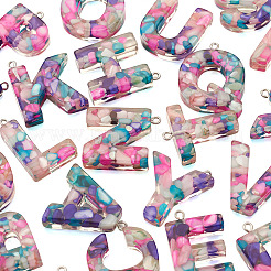 26 pièces 26 lettres pendentifs en résine époxy transparente&nbsp;CRES-TA0001-15