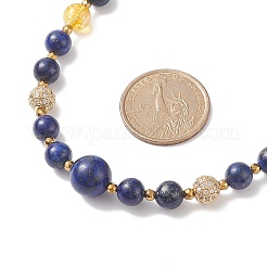 Lapislazzuli naturali e cristallo di quarzo e collana di perline rotonde di zirconi cubici&nbsp;NJEW-JN04078