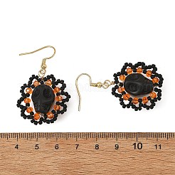 Orecchini pendenti gotici di Halloween con teschio sintetico turchese&nbsp;EJEW-MZ00807
