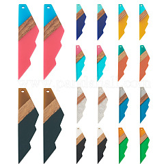 20pcs 10 colores resina transparente y colgantes grandes de madera de nogal&nbsp;RESI-TA0001-73
