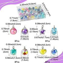 32 pièces 4 styles de pendentifs en résine de couleur ab&nbsp;RESI-FS0001-84