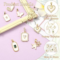 7 Stück 7 Stile Messing Pavé Muschel Charms&nbsp;KK-CJ0003-96