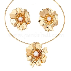 Collane con ciondolo in lega di fiori e set di orecchini a bottone per donna&nbsp;FS-WGB8FA5-01