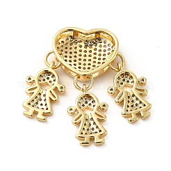 Porte micro ouvrent pendentifs zircone cubique en laiton de placage&nbsp;KK-E072-07G