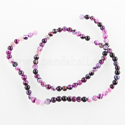 Brins de perles rondes en agate à rayures naturelles / agate à bandes&nbsp;G-E231-06