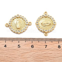 Placcatura in ottone con micro pavé di zirconi cubici trasparenti religione vergine maria ciondoli connettore&nbsp;KK-H449-61G-02-NR