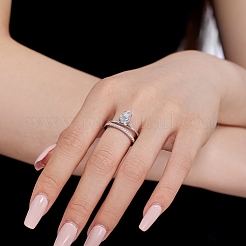 Anlaufschutz rhodinierte 925 Sterling Silber Tropfen Fingerringe&nbsp;RJEW-Z040-07P