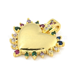 Pendenti colorati con micro pavé di ottone placcato a cremagliera a forma di cuore&nbsp;KK-Z053-01G