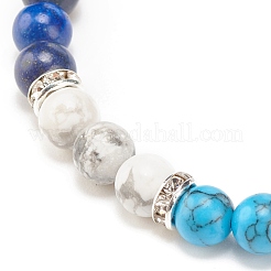 Bracciale elasticizzato con perline tonde in pietre dure miste naturali e sintetiche da donna&nbsp;BJEW-JB08336