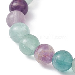 Braccialetto elasticizzato con perline di fluorite arcobaleno naturale ed ematite sintetica&nbsp;BJEW-JB09760-01
