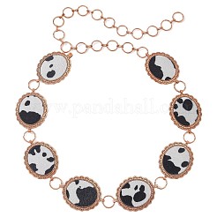 Legierung mit Kunstleder Kuhdruck ovale Gliederkette Taille Bauchketten für Frauen&nbsp;FS-WGD408C-03