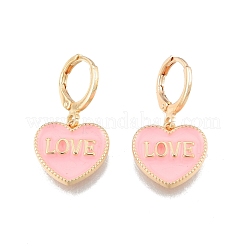 Herz mit Wort Liebe Emaille-Ohrringe&nbsp;EJEW-N012-108B