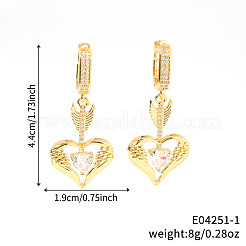 Orecchini a cerchio a forma di cuore in ottone con zirconi cubici trasparenti per San Valentino&nbsp;PJ9955-1