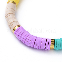 Bracciali elasticizzati fatti a mano in perle di argilla polimerica&nbsp;BJEW-JB04487-M