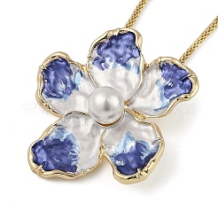 Halsketten mit Anhänger aus blauer Emaille mit Kamelienblüte&nbsp;NJEW-B113-02