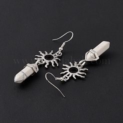 Pallottola di howlite sintetica con orecchini pendenti a forma di sole&nbsp;EJEW-I276-01P-18