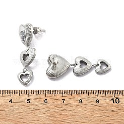 Orecchini pendenti a forma di cuore in acciaio inossidabile 304 con zirconi cubici trasparenti&nbsp;EJEW-D319-17P