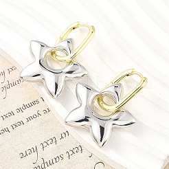 Aretes de aro de latón con forma de estrella para mujer&nbsp;EJEW-U057-06C-04GP