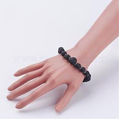 Bracelets extensibles en perles de lave naturelle&nbsp;BJEW-JB02852