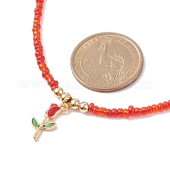 Set di collane di perline a forma di cuore in vetro stile 3 pz 3 e ottone&nbsp;NJEW-JN03965