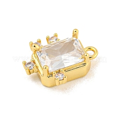 Ciondoli rettangolari con micro pavé di zirconi cubici in ottone placcato a cremagliera&nbsp;KK-P277-23G-01