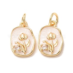 Micro pavé de zircone cubique transparent en laiton avec pendentifs en émail&nbsp;CU-K002-52G-M
