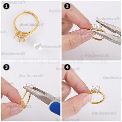 4 Stück verstellbare Fingerringkomponenten aus Messing&nbsp;KK-BBC0023-68