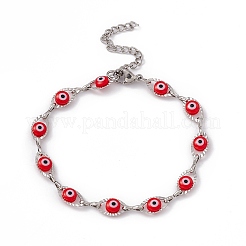 Bracelet en acier inoxydable 304 avec maillons œil de cheval et perles en résine pour femme&nbsp;BJEW-F439-01P