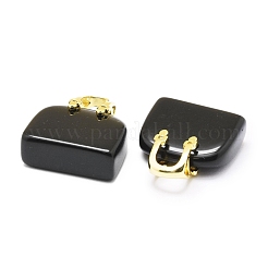 Colgantes de latón obsidiana natural&nbsp;KK-E274-01G-07