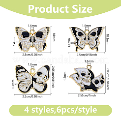 24pcs 4 Arten Halloween-Thema-Legierungs-Emaille-Anhänger&nbsp;ENAM-DC0002-07