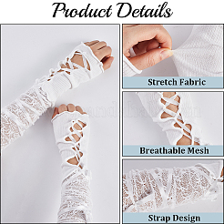 2 Paar 2 Stile Polyester-Bandage lange Spitzen-Oversleeve-Handschuhe&nbsp;AJEW-GF0010-70B