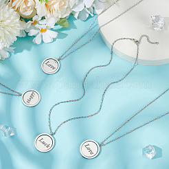 4 pz. Collana con catena a cavo girevole piatta e rotonda in acciaio inossidabile 304&nbsp;NJEW-BC0001-11P