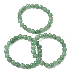 Braccialetti elasticizzati da donna con perline rotonde di quarzo verde fragola naturale&nbsp;GG-CBA3F02-01