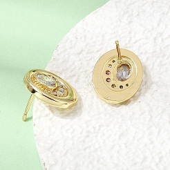 Boucles d'oreilles en laiton avec zircone cubique de micro pave&nbsp;EJEW-G471-13G-01