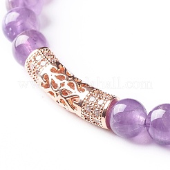 Set di bracciali elastici con perline rotonde di ametista naturale&nbsp;BJEW-JB06980-02
