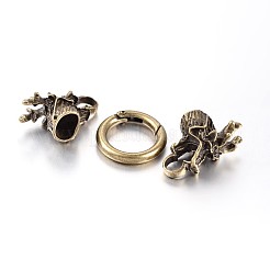 Tibetanischer legierter drachenkopf mit ringschiebetorfeder-ringringen&nbsp;PALLOY-E393-01