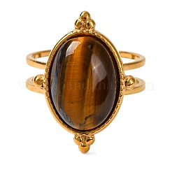 Ovale Fingerringe aus natürlichem Tigerauge&nbsp;RJEW-Q822-09G