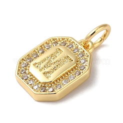 Ciondoli in vero ottone placcato oro 18k con micro pavé di zirconi chiari&nbsp;KK-L216-002G-M